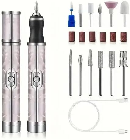Professional Electric Nail Care Kit, 20,000 RPM Cordless Manicure Tool with 19 Piece, USB Rechargeable Pedicure File Set, White, Pink, Blue Options (Pink)