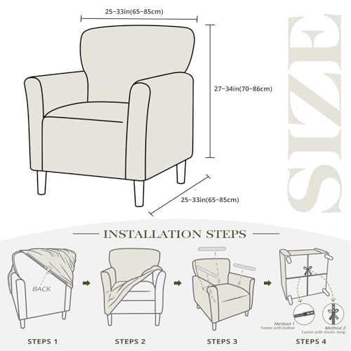 NICEEC Spandex Stretch Accent Chair Covers Armchair Super Soft Modern Banquet Arm Chair Cover Water Repellent Mid Century Armchair Slipcovers Furniture Protector for Living Room Office Reading(Coffee) by NICEEC - Used condition - Image 3