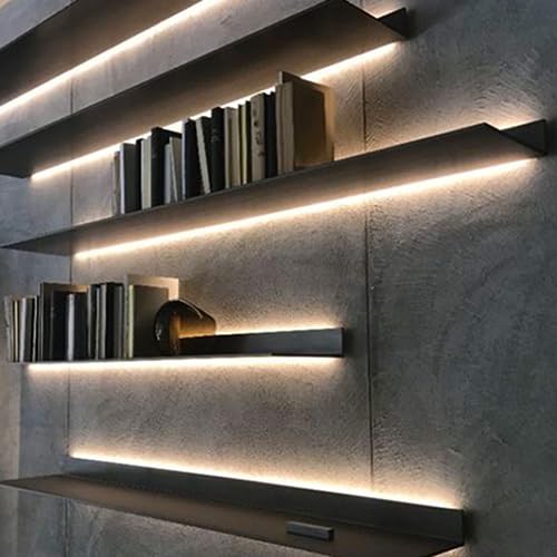 Étagère flottante lumineuse noire pour décoration murale esthétique