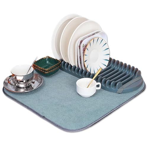 Quick Dry Dish Drain Mat, Foldable Dish Rack Mat, Kitchen