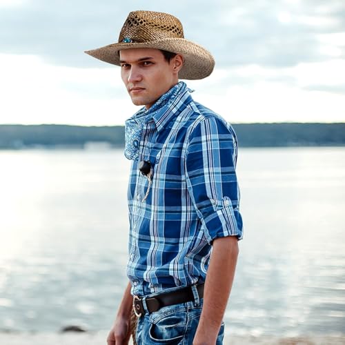 MIX BROWN Straw Cowboy Hats Cowgirl Hat Western Cowboy Hat Rancher Hat for Men Women, Exquisite Decoration Band — view 6