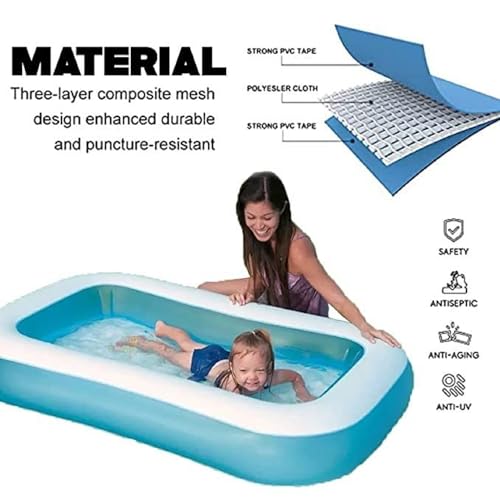 Image of LONGMIRE 5.5ft Portable,Inflatable & Foldable Kids Swimming Pool with Air Pump Baby Bath Tub Water Pool for Kid and Adults,Outdoor&Indoor Kids Bathing Tub