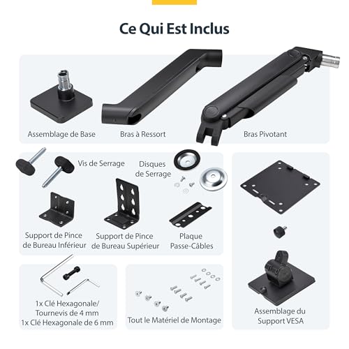 StarTech.com Support de Bureau pour Écrans Incurvés Jusqu'à 49 Pouces 32:9 Ultrawide Bras à Ressort Mécanique pour Moniteur Pi - vue 8