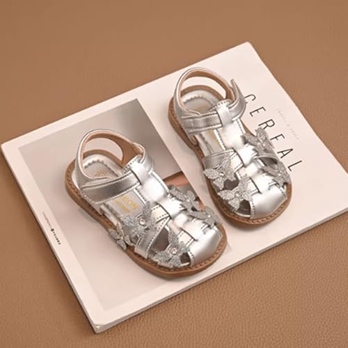 Toddler Girls Sandals Cute Closed-Toe T-Strap Kids Flower Girl Soft Rubber Princess Summer Flats Dress Sandals Shoes3