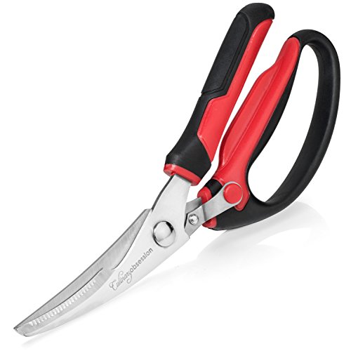 Heavy Duty Kitchen Scissors | Stainless Steel Spring Loaded Professional Grade Chicken Shears