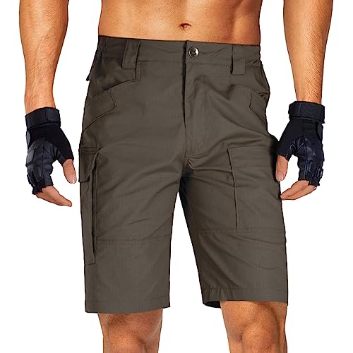 Free Soldier Men's Hiking Tactical Cargo Shorts Multiple Pockets Waterproof Shorts Outdoor Fishing Camping Shorts Moss Green 38W X 11L #TOP17