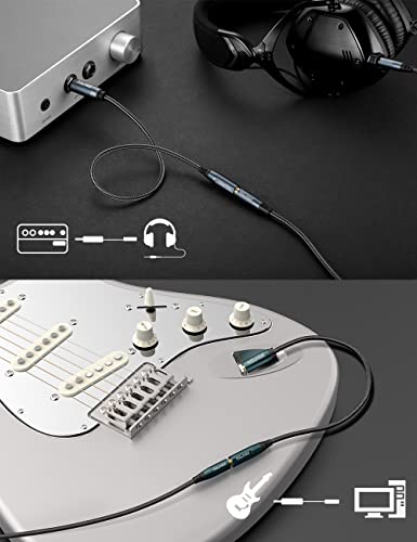 ステレオ標準プラグ 変換 SOLMIMI 3.5mmミニ（メス）→6.35mm標準（オス） ステレオミニプラグ 変換 オーディオ用ヘッドホン変換プラグ ナイロン編み 金メッキ オーディオ変換アダプタ ミニプラグ 標準プラグ 変換 30cm SG4