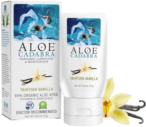 Aloe Cadabra Organic Personal Lubricant and Natural Vaginal Moisturizer with 95% Aloe Vera, Flavored Tahitian Vanilla, 2.5 Ounce