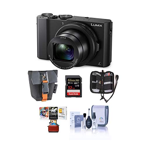 Panasonic Lumix DMC-LX10 4K Digital Point and Shoot Camera, 20.1 Megapixel 1-inch Sensor Bundle with Camera Bag, 32GB SD Card, SD Card Case, Mac Software Kit, Cleaning Kit