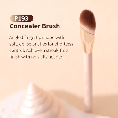 Albeaut Small Angled Concealer Brush For Under Eye Brightening, Precision Face Makeup Brush (193 concealer brush-Pink)