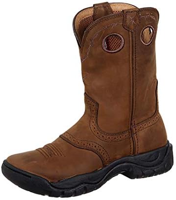 Twisted X Women's 9" All Around Work Boot - Versatile Women's Western Work Boots - Distressed Saddle, Water Resistant Oiled Leather Shaft, Made for Barn Use - 7 M, Distressed Saddle & Distressed