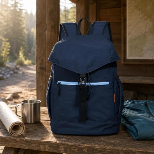 Sac à dos randonnée léger bleu marine à compartiments pour voyage