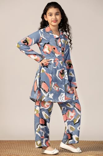 Image of Fashion Dream Girl's Rayon Abstract Printed Clothing Set|Co-ord Set|Casual Wear|Coordinate Outfit for Girls