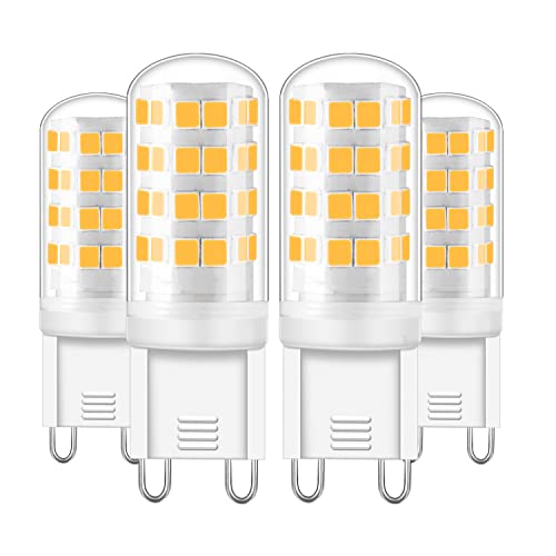 Aegislogic Bombillas LED G9 Blanco Cálido 3000k 330LM, No Regulable Equivalente Lámpara Halógena g9 30W 40W, pack de 4