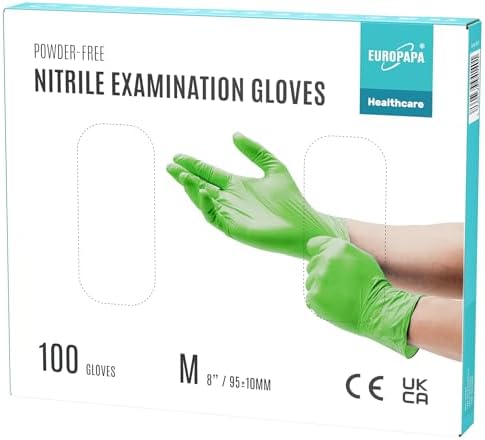 EUROPAPA® Rękawiczki jednorazowe z nitrylu, 100 sztuk, bezpudrowe, bezlateksowe rękawiczki do badań, niesterylne (XL, błękit oceanu)