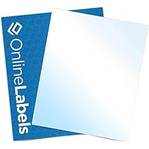 OnlineLabels 8.5" x 11" Full Sheet Sticker Paper Permanent Adhesive, White Gloss, Make Your Own Stickers, Compatible with Cricut & Silhouette for Laser Printers Pack of 100 Sheets OL177WS
