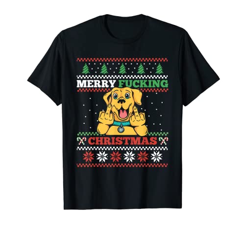 Feliz Puta Navidad Adulto Humor Perro Dueño Feo Suéter Camiseta