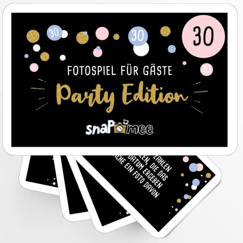 Fotospiel 30 Geburtstag by snaPmee | 50 Fotoaufgaben als Party-Spiel für Gäste | Geschenk-Idee Frauen & Männer | Gästebuch Ergänzung, Deko-Element Cover
