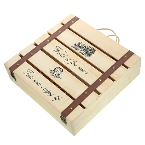 VINTORKY Caja de Vino de Madera Decorativa con Diseño Estuche para Regalar Fiestas Almacenamiento de Botellas de Vino para Eventos y Decoración