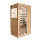 Oryxearth Far Infrared Saunas for Home, 1 Person Canadian Hemlock Home Sauna Spa Indoor Dry Low EMF Sauna Room with Carbon Heaters, Control Panel, Bluetooth Speakers, 800W/110V