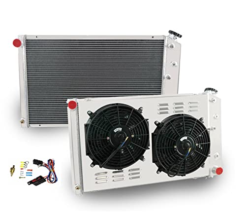 3 Row Cooling Radiator Fan Shroud Set for 1978-1987 Chevy El Camino Monte Carlo Cutlass Grand Prix Camaro G body Radiators 1982 1986 1984 1985