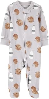 Carter's Baby Boy &amp; Baby Girl Milk &amp; Cookies Cotton Sleepsuit | 2-Way Zip Footed Sleepsuit