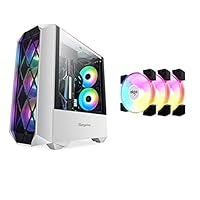 WSNBB Computergehäuse, Desktop ATX3.0 Wassergekühltes, Transparentes Glas Auf Der Mittleren Turmseite, Staubdichtes Und Leises Gehäuse,Unterstützt Erweiterte Grafikkarte