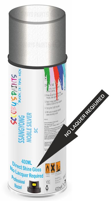 SCOOBYS PAINTS BACK IN THE MIX Direct Gloss Aerosol Spray Paint For Ssangyong Noble Silver Code: Sc No Lacquer Required