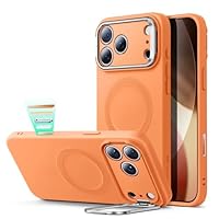 ESR Coque en Silicone pour iPhone 17 Pro, Protection Commande de la Caméra, Compatible avec MagSafe, Protection Antichute de Qualité Militaire, Support Stash, Série Cloud,Orange