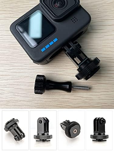 Lammcou Action Camera DSLR Hotshoe Adapter, CNC Aluminum Metal Actioncam Adapter & Thumb Screw & Hotshoe Screw Adapter, Compatible with Go Pro Hero 9 8 7 6 5 Osmo Yi Virb Action Camcorder