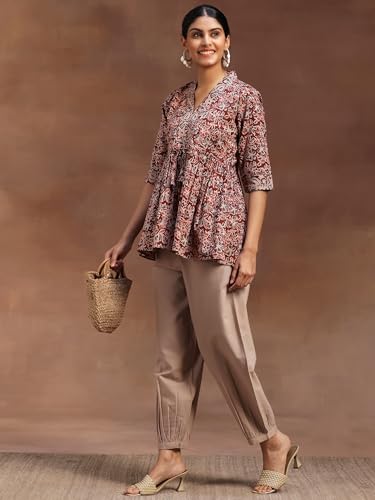 Image of Libas Printed Cotton A-Line Kurti for Women
