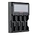 8Amps Fast Charger for 4 Slots, Single Slot Max 3 Amps, with STN Screen Display, Support 26650 21700 18650 16340 Li-ion Battery, LiFePO4 and NIMH/NICd, Folomov A4 Charger