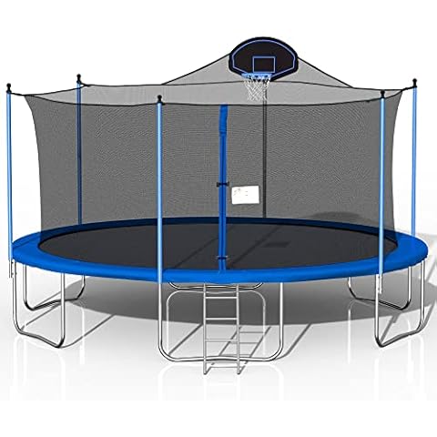 1500 LBS 16FT Outdoor Trampoline for Kids and Adults with Safety Enclosure Net (Blue) Cover