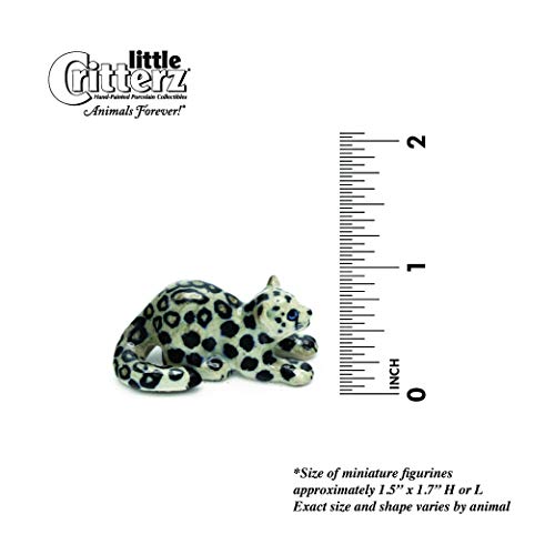 Little Critterz Snow Leopard Cub King - Multicolor Home Decor Animal Miniature Porcelain Figurine #TOP1