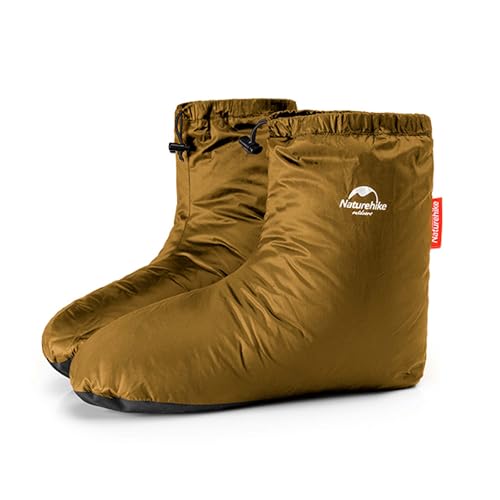 Naturehike Ultralight Duck Down Booties for Adults, Waterproof Winter Warm Foot Warmers for Sleeping, Sleep Booties for Women & Man for Home, Outdoor, Camping, Hiking, Compressible Storage (Brown, M)