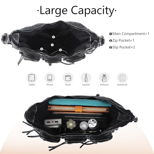 Image of Angel Kiss Hobo Bags Purse for Women Y2K Shoulder Bag Multi Pockets Designer Satchel Studded Handbags with Strap