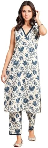 rytras Women's Cotton Printed Straight Kurta With Pant Set