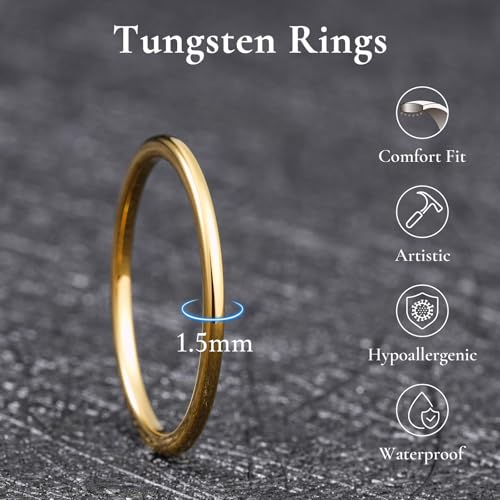 Image of King Will Men's Women's Tungsten Carbide Ring 24k Gold Plated Rose Gold Plated Domed Polished Finish Wedding Band