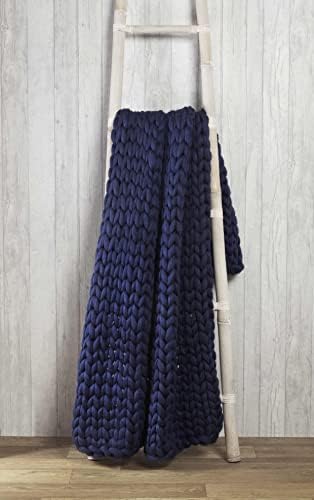 Rapport Home Rapport Chunky Hand Knitted Throw Modern Large Soft Sofa Bed Blanket Grey 120 x 150cm, Polyester