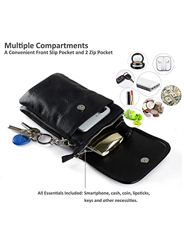 befen Genuine Leather Small Crossbody Bags for Women Cell Phone Bag Cross Body Purses,Silver Zipper4