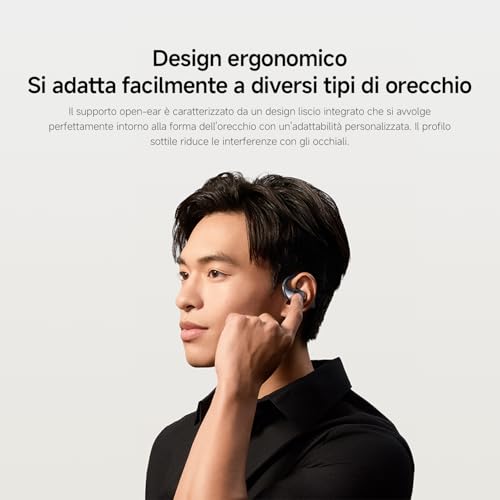 XIAOMI OpenWear Stereo, Cuffie Bluetooth, custodia di ricarica, Hi-Res Audio con driver dinamico, Fino a 38,5 ore di ascolto, Doppio microfono con riduzione del rumore, Design Ergonomico, Beige - Immagine 4