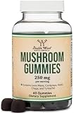 Double Wood Supplements Mushroom Gummies Supplement 60 Count - 2,500mg Equivalent from 250mg Lions Mane, Cordyceps, Reishi, Chaga, and Turkey Tail 10:1 Extracts Per Serving (for Immune Support)
