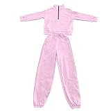 MJGkhiy Conjunto de gimnasio para mujer, de invierno, para correr, de 2 piezas, sudadera con cremallera, para correr, de manga larga, pantalones, chándal de gimnasio, ligero, de algodón ligero, Rosa,