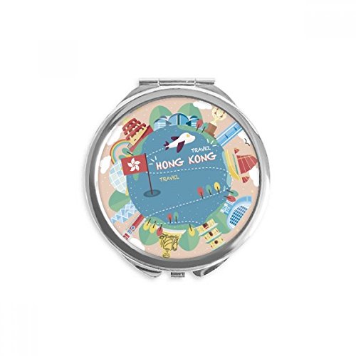Miroir de poche à la main J'aime Hong Kong rond et multicolore à offrir en cadeau