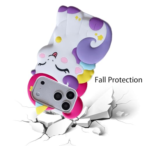 wifantien 3D Cute Unicorn Case for iPhone 17 Pro Max 6.9" 2025,Cartoon Kawaii Fashion Character Unicorn Horse Shape Kids Girls Women Soft Silicone Case by wifantien - Used condition - Image 4