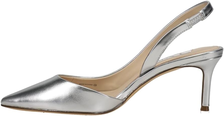 Nina Womens Nina60 Metallic Pointed Toe Slingback Pumps Dress Casual Mid Heel 2-3" - Silver