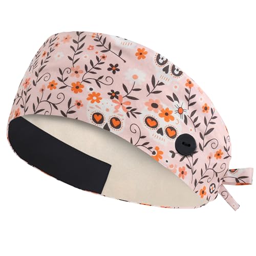 QBA Women Satin Lined Scrub Cap Adjustable Surgical Working Hat