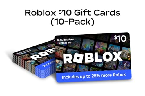 Roblox Physical Gift Cards, Party Pack of 10 x $10 [Includes Free Virtual Item] [Redeem Worldwide]