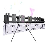 Fafeicy Instrumento de Xilófono Vibráfono para Adultos Percusión Glockenspiel Bell Kit 30 Notas Marco de Madera Plegable Barras de Aluminio de 5 Mm de Espesor Musical con Bolsa de Transporte 2 Mazos