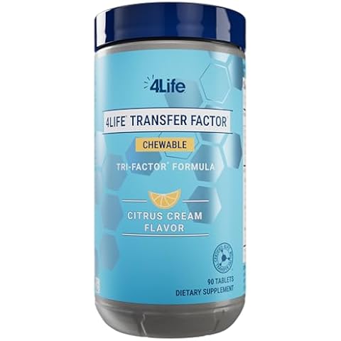 4Life Transfer Factor Chewable Tri-Factor Formula - Immune Support with Extracts of Cow Colostrum and Chicken Egg Yolk - Citrus Cream Flavor - 90 Chewable Tablets Cover